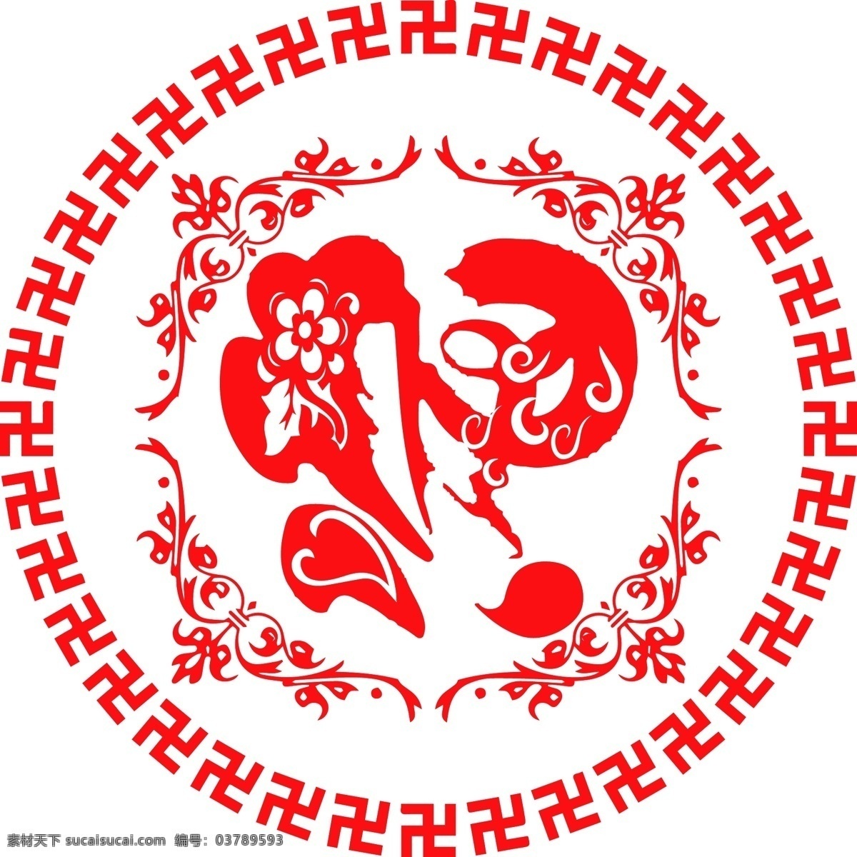 红色 新年 剪纸 风格 倒 福字 倒福字 喜庆