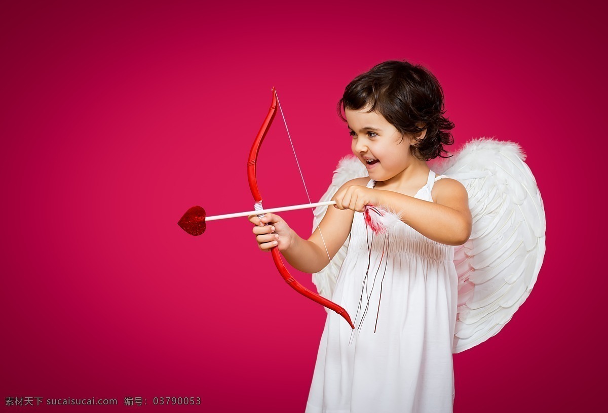 射箭 小 天使 天使服装 翅膀 弓箭 小孩 心形 小女孩 婴儿幼儿 幼儿 外国小孩 儿童图片 人物图片