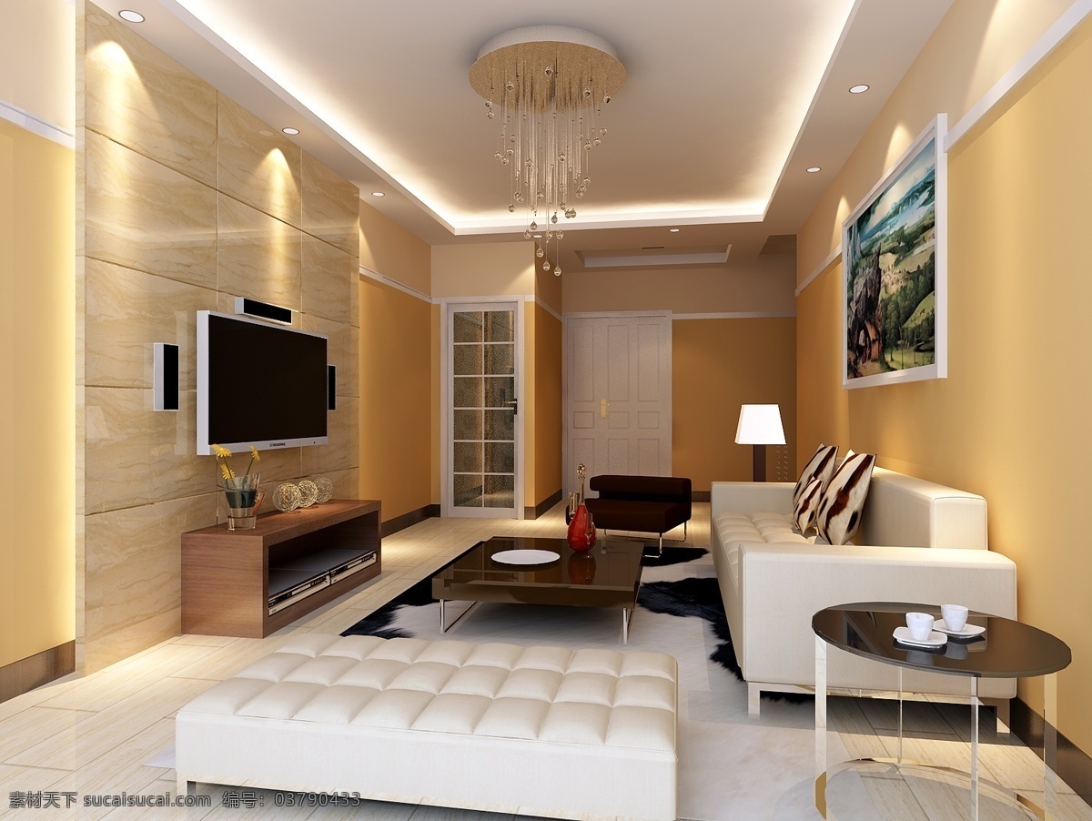 现代 简约 客厅 装饰 茶几 沙发 效果图 装修 3d模型素材 室内装饰模型