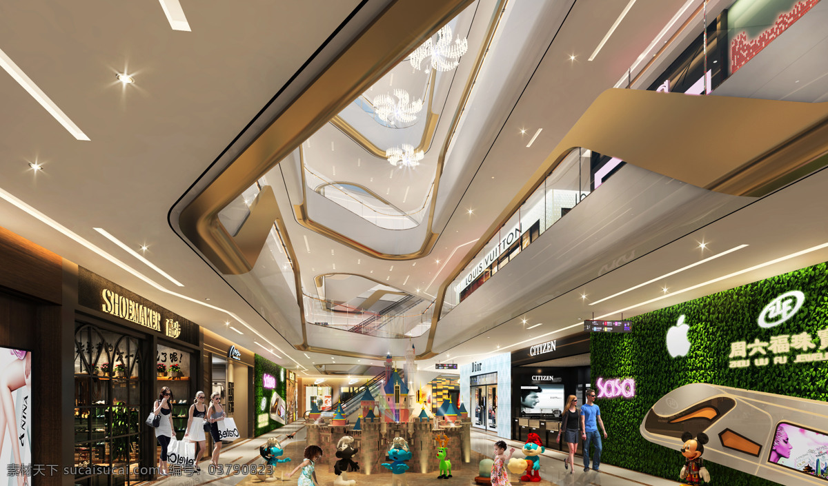 互动式 动 线 商场 效果图 商场设计 商业空间设计 动线设计 互动式设计 商场装修设计 购物中心 环境设计 建筑设计