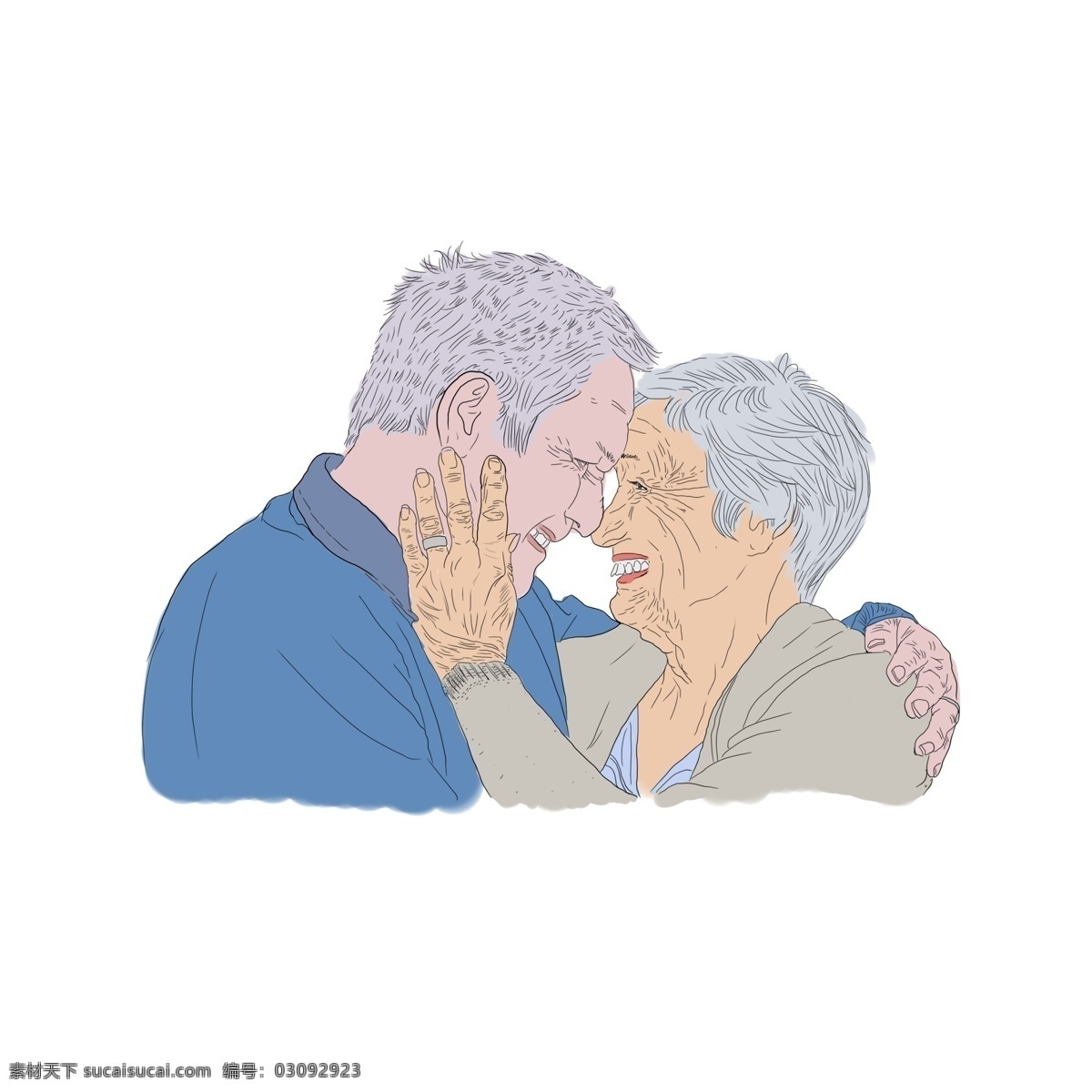 老人 伴侣 情侣 情人节 亲密 动作