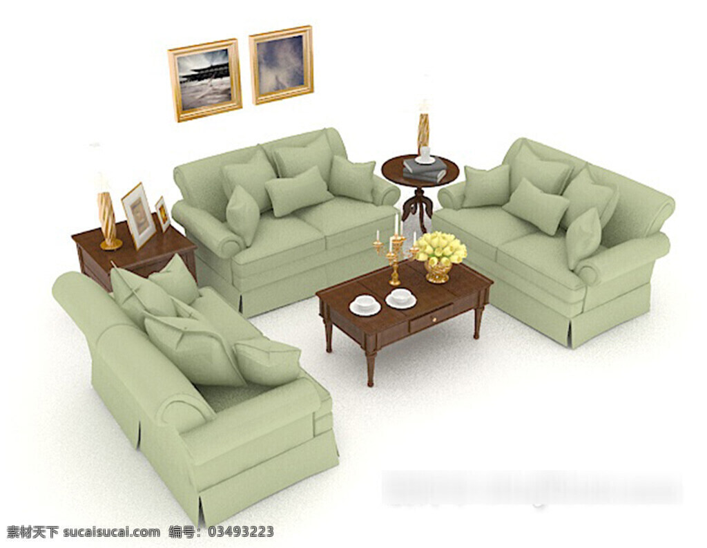 现代 简约 组合 沙发 3d 模型 3d模型下载 3dmax 现代风格模型 白色模型