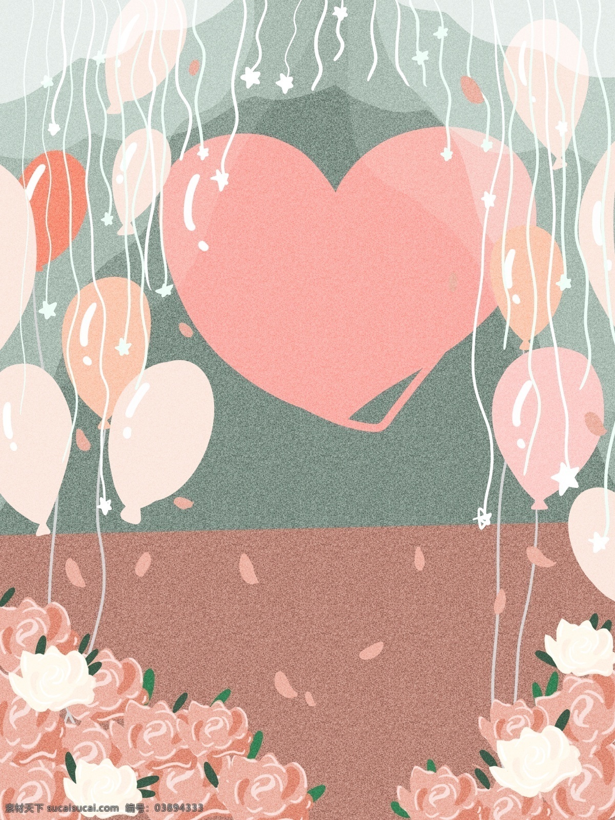 浪漫 粉色 情人节 促销 背景 小清新背景 白色 心形背景 花店促销背景 唯美浪漫背景 玫瑰背景 气球