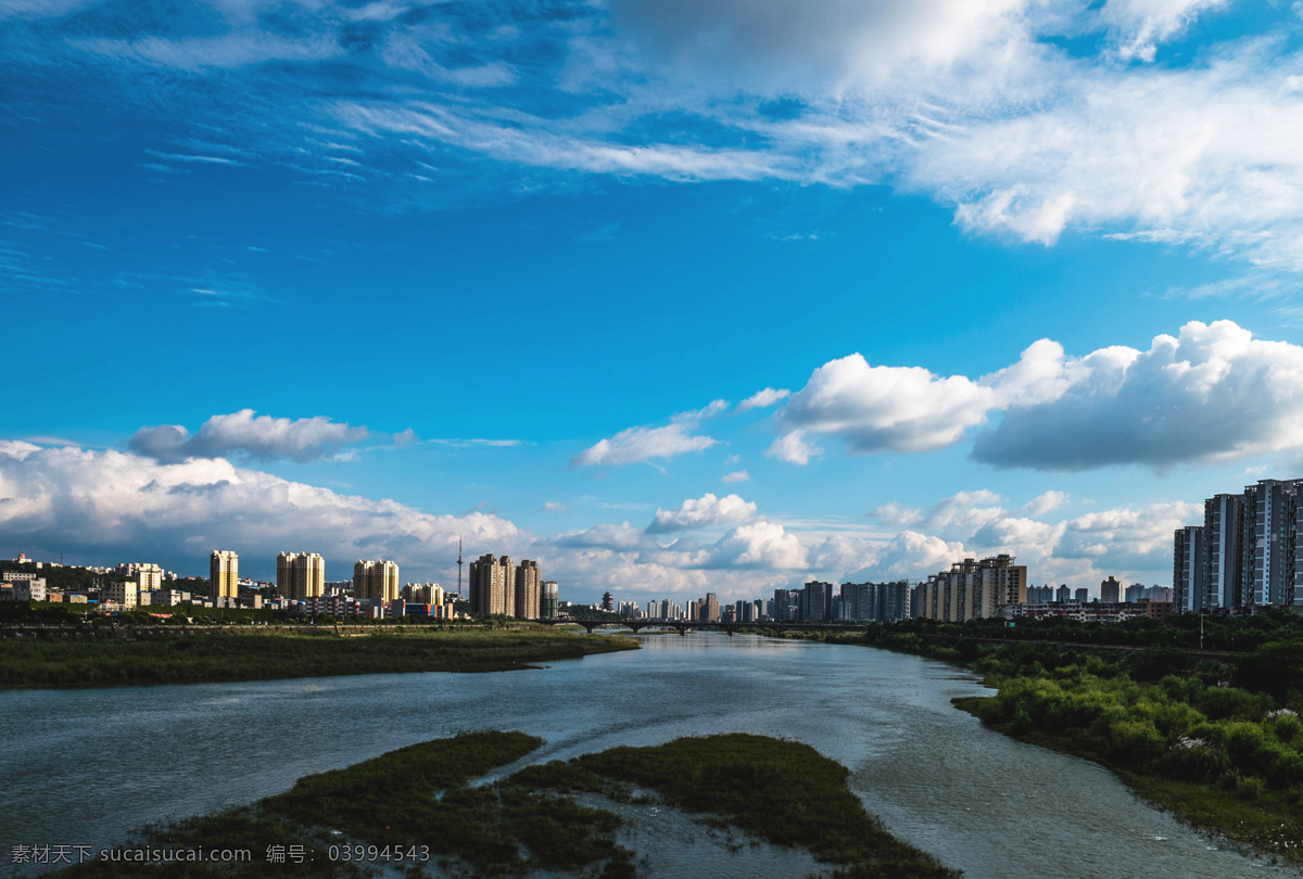 美丽的城市 四川绵阳 中国科技城 蓝天白云 青山绿水 欣欣向荣 自然景观 山水风景