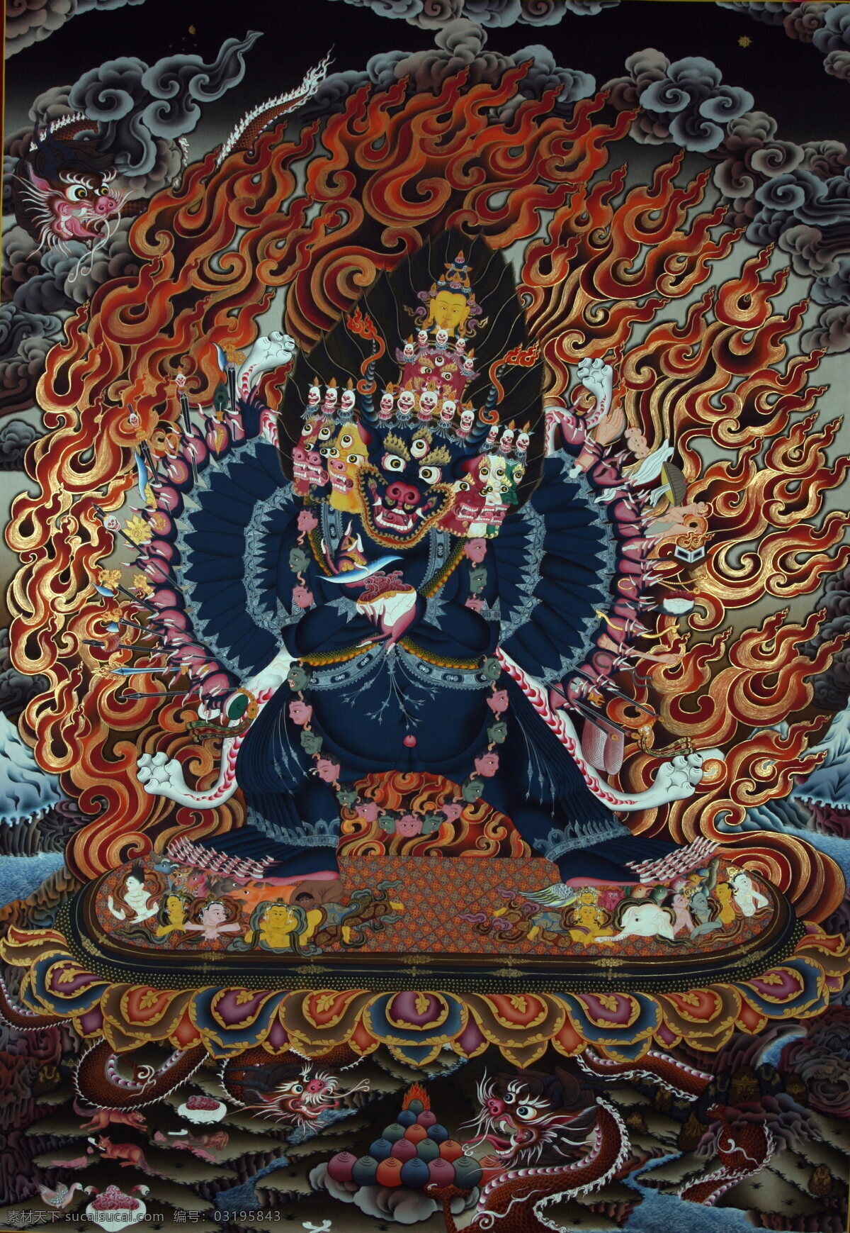西藏 精品 手绘 唐卡 大威德金刚 纯手工 绘画书法 文化艺术