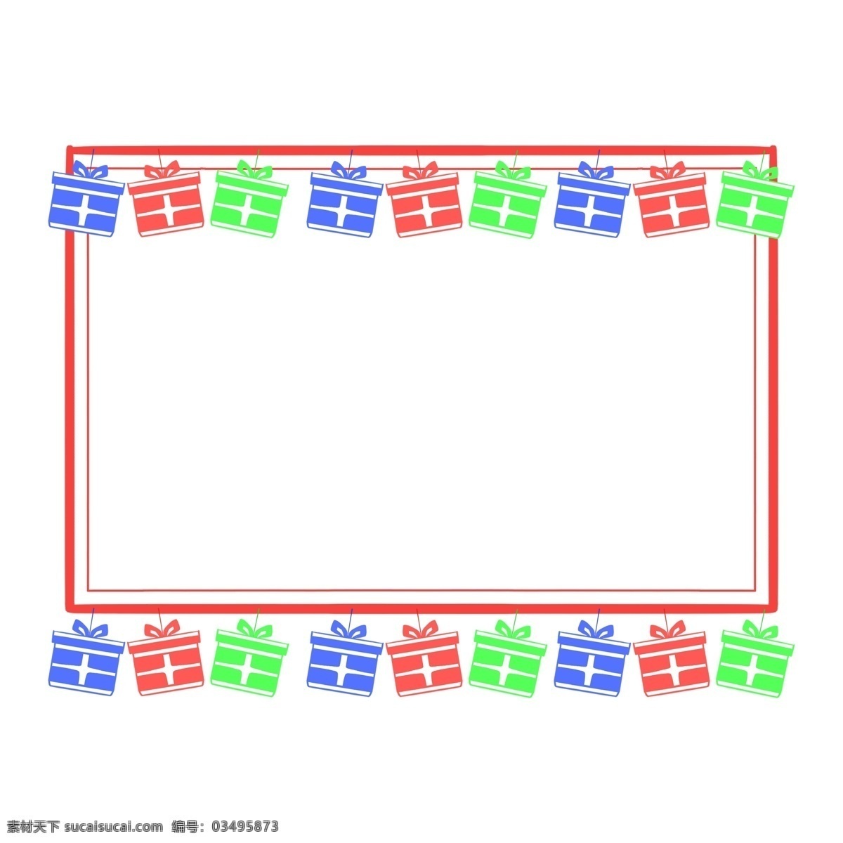圣诞节 礼盒 边框 插画 红色的边框 彩色的蝴蝶结 蝴蝶结装饰 漂亮的边框 彩色的礼盒