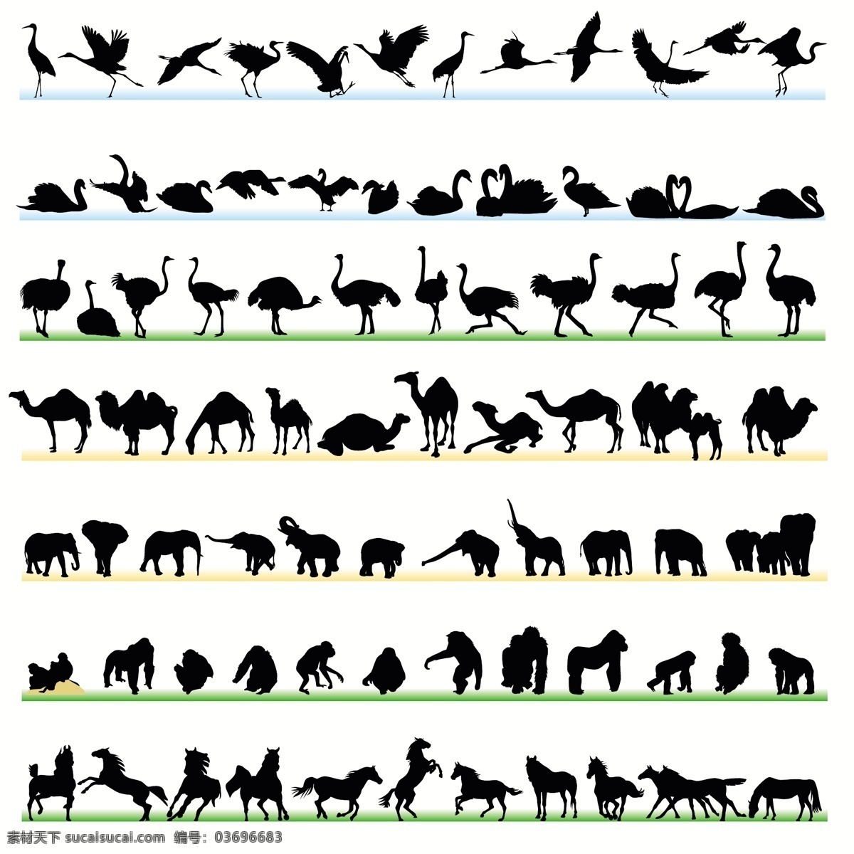 各种 动物 轮廓 矢量 集 剪影 免费矢量 矢量图 其他矢量图