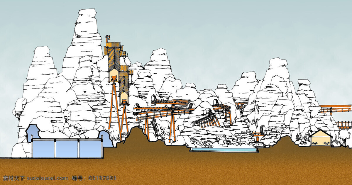 矿山 园林景观 手绘 绘画书法 建模 模型 透视图 线描 园林景观设计 园林设计 园林素材 建筑 景观 效果图 绘画 装饰素材