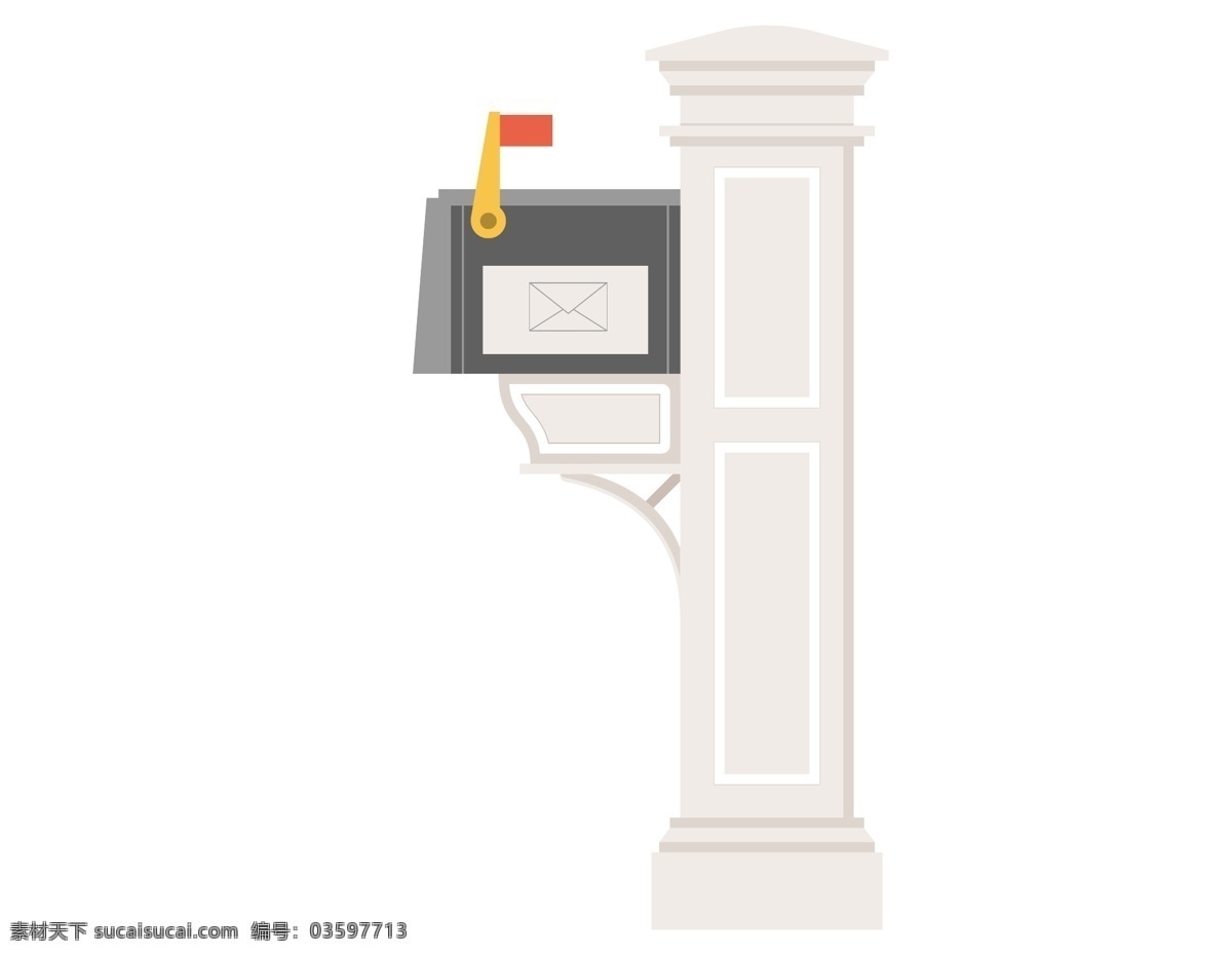 卡通 罗马柱 邮箱 元素 信件 花纹 手绘 转动 ai元素 矢量元素