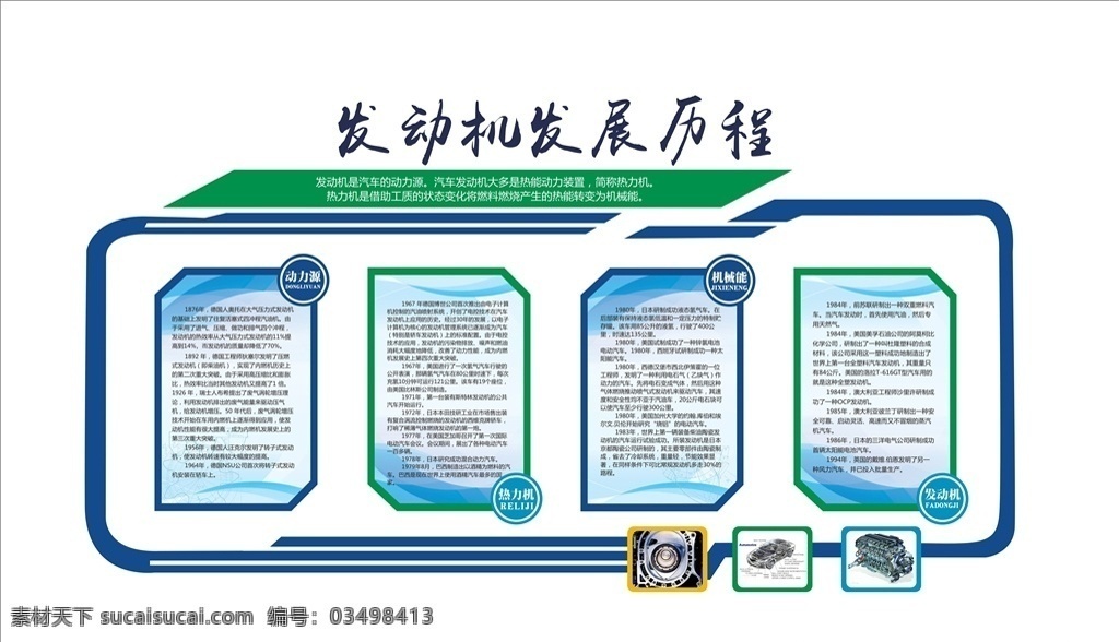 汽车 发动机 发展 历程 文化 墙 文化墙 校园 文化建设 蓝色基调