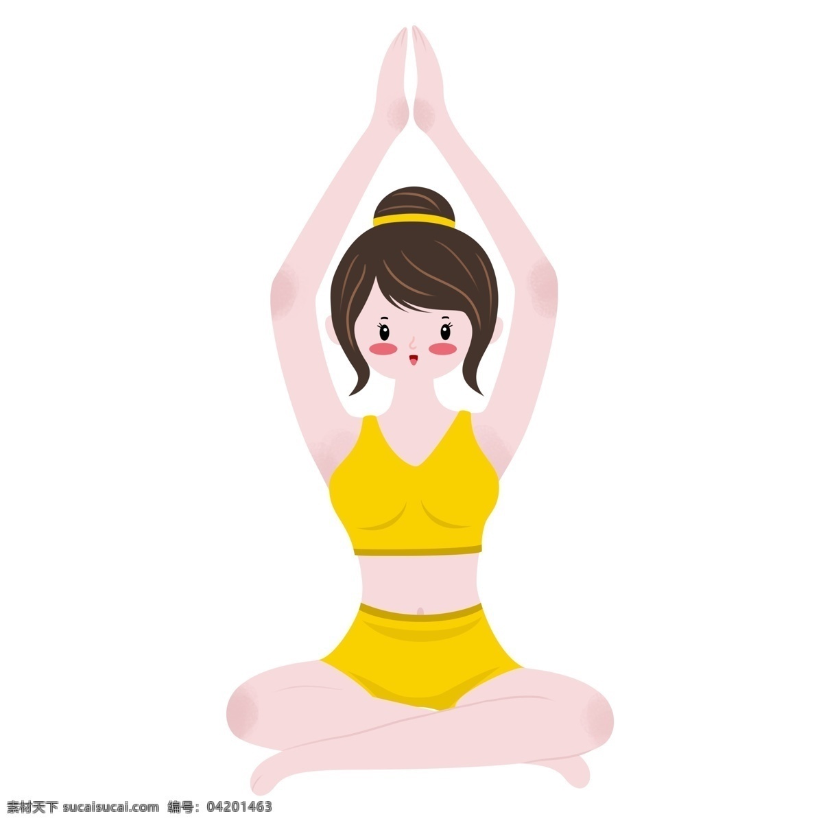 卡通 手绘 做 瑜伽 女孩 简约 运动 做瑜伽 减肥 有氧运动 插画 人物