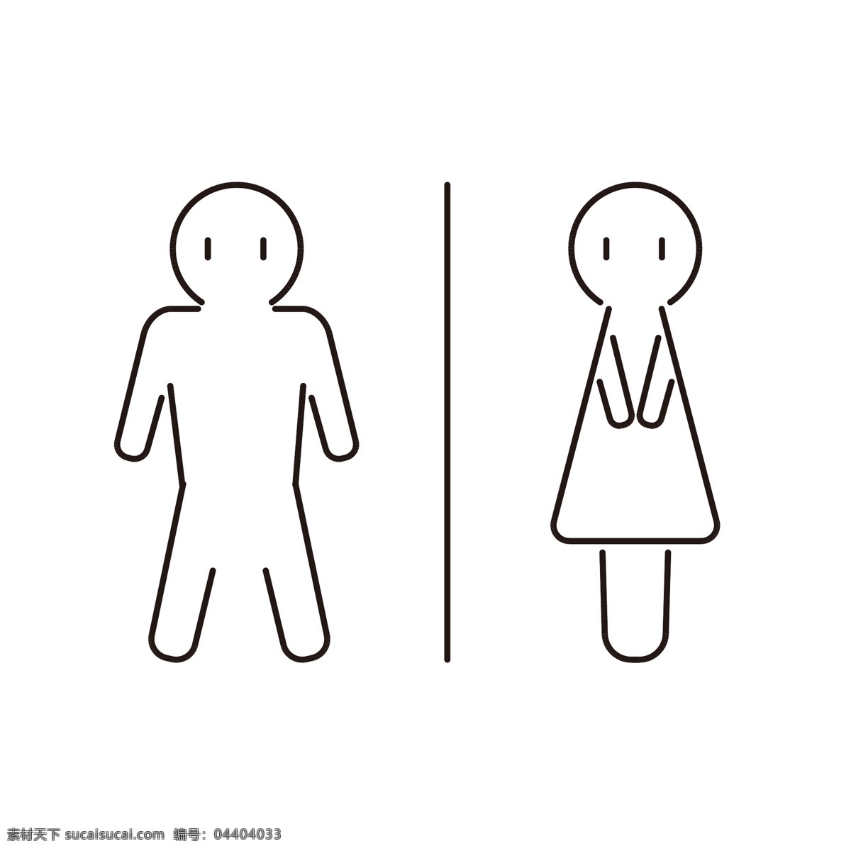男女 图标 线条 简洁 卡通 厕所 卫生间 简介 标识