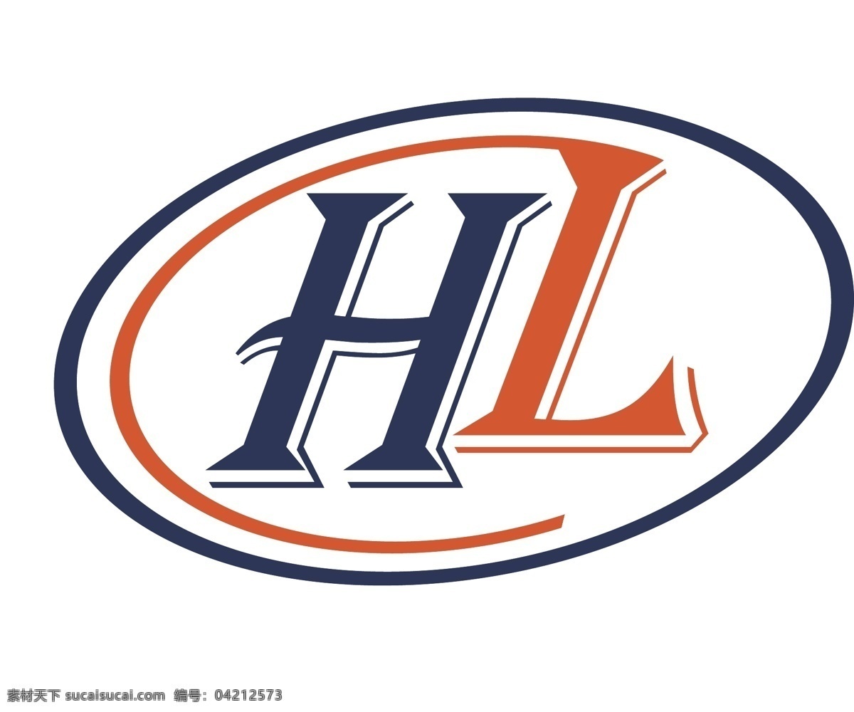 hl标志 logo 标志 蓝色 橘色 hl 椭圆