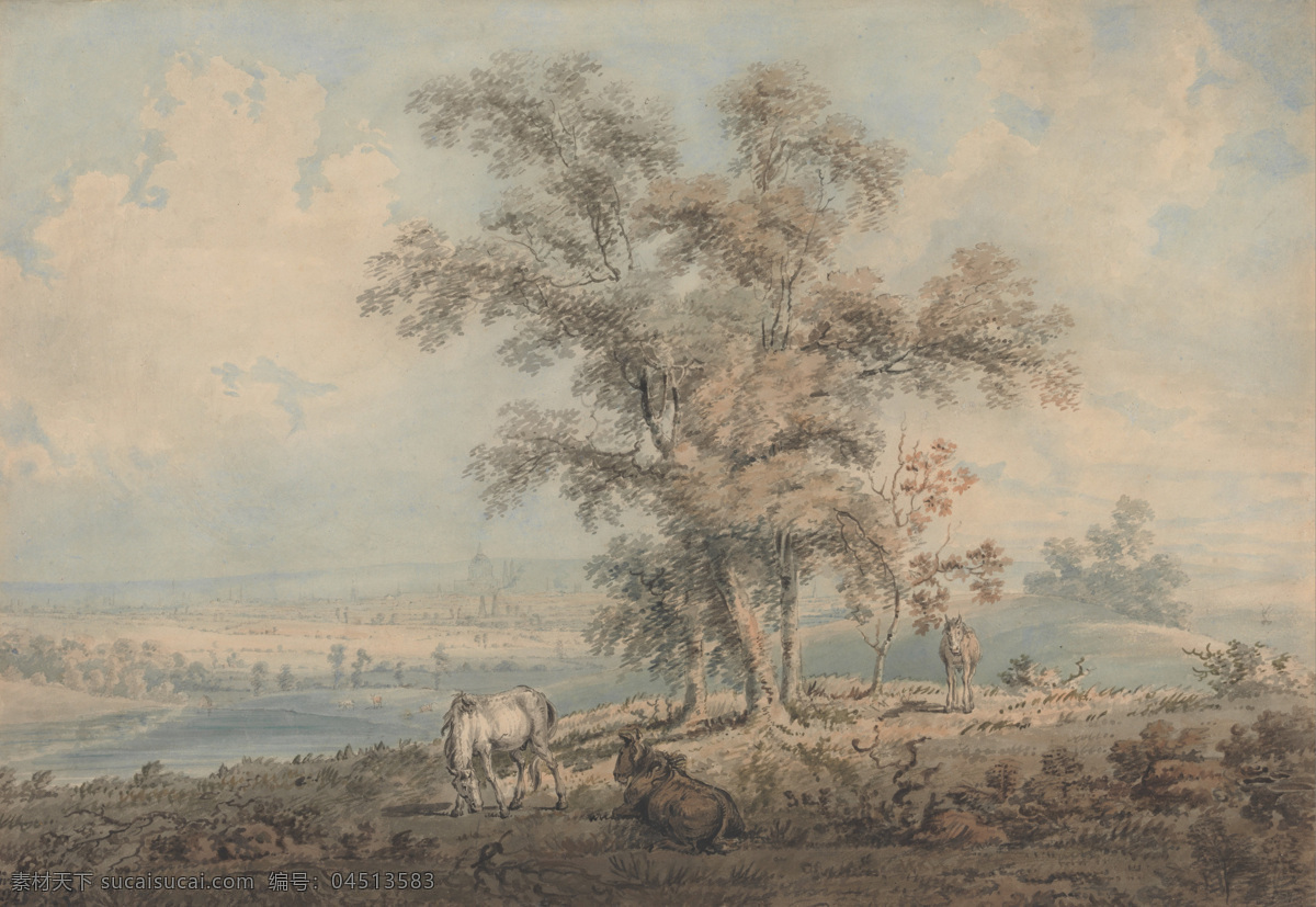风景油画 风景 油画 模板下载 国外油画 河水 绘画书法 伦敦 树木 设计素材 托马斯 吉尔丁 油画作品 著名油画 西方古典油画 艺术 海盖特 自然 马 景观艺术 英国画家 托马斯吉尔丁 耶鲁 英国 艺术中心 文化艺术
