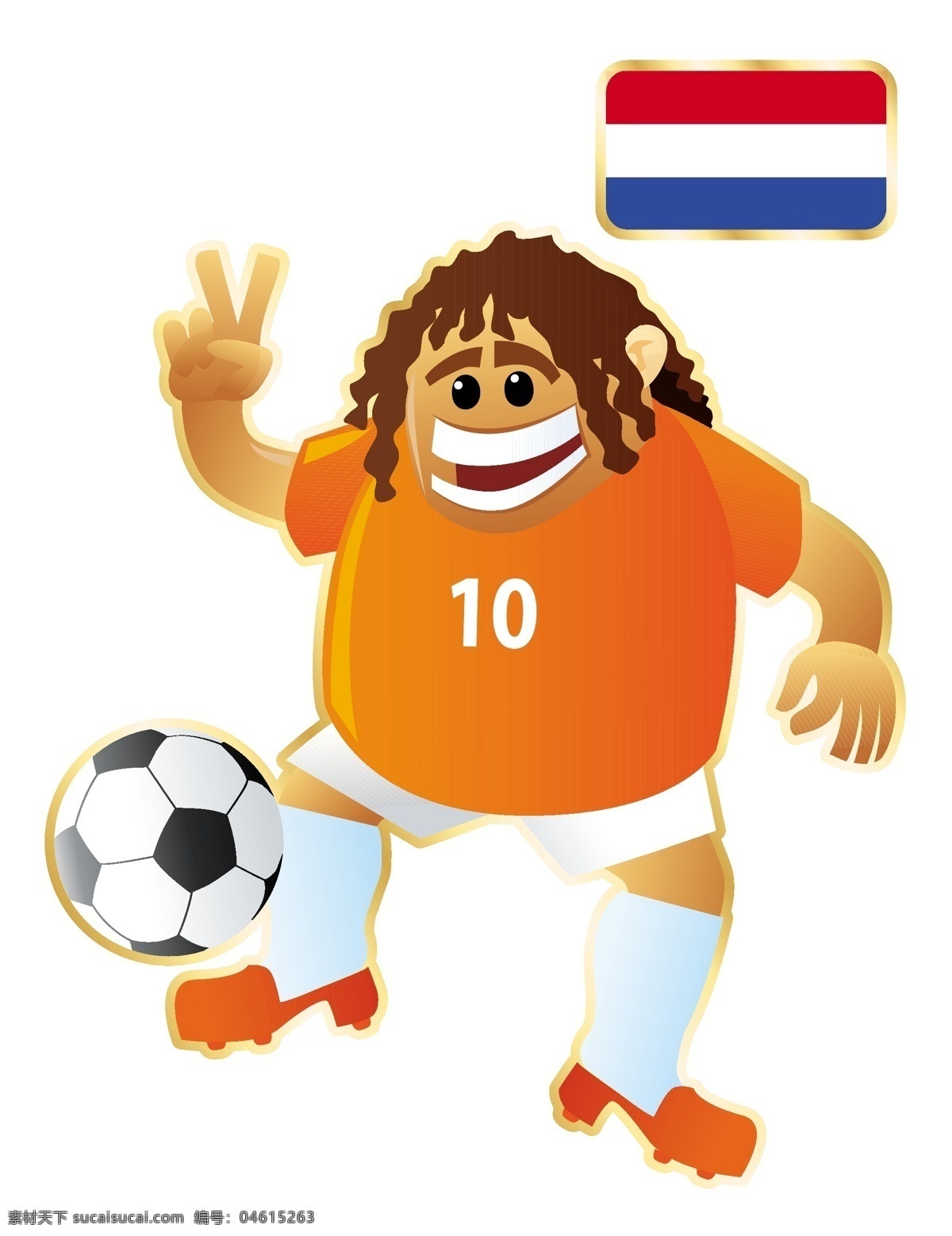国家 足球 卡通 人物 形象 矢量图 10号 运动员 大胖子 运动 踢球 外国 矢量 扁平化 平面