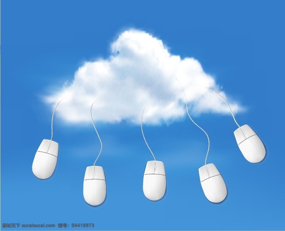 鼠标与白云 鼠标 白云 云计算图标 云系统图标 云服务 网络信息科技 云朵图标 生活百科 矢量素材 蓝色