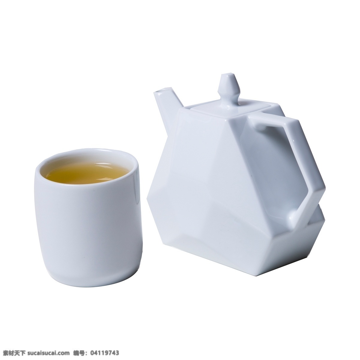 白色 创意 茶具 组合 元素 盖子 圆柱 杯子 喝的 几何 三角形 纹理 质感 把手 圆润 立体
