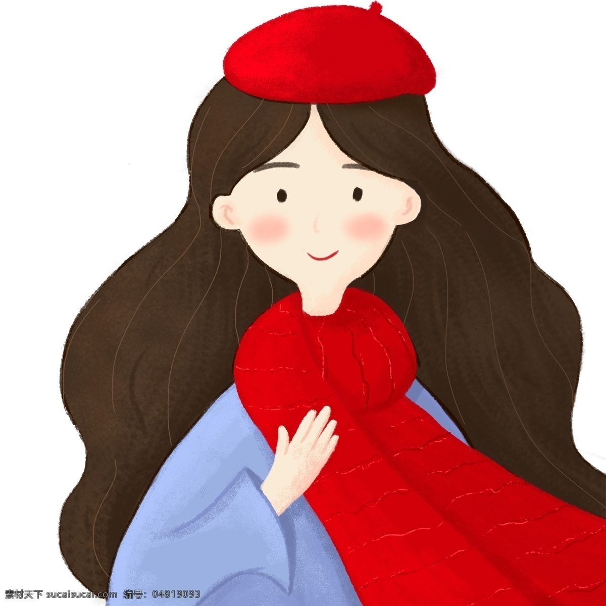 小 清新 冬季 围着 红 围巾 女孩 卡通 小清新 冬天 小女生 少女 文艺 过年
