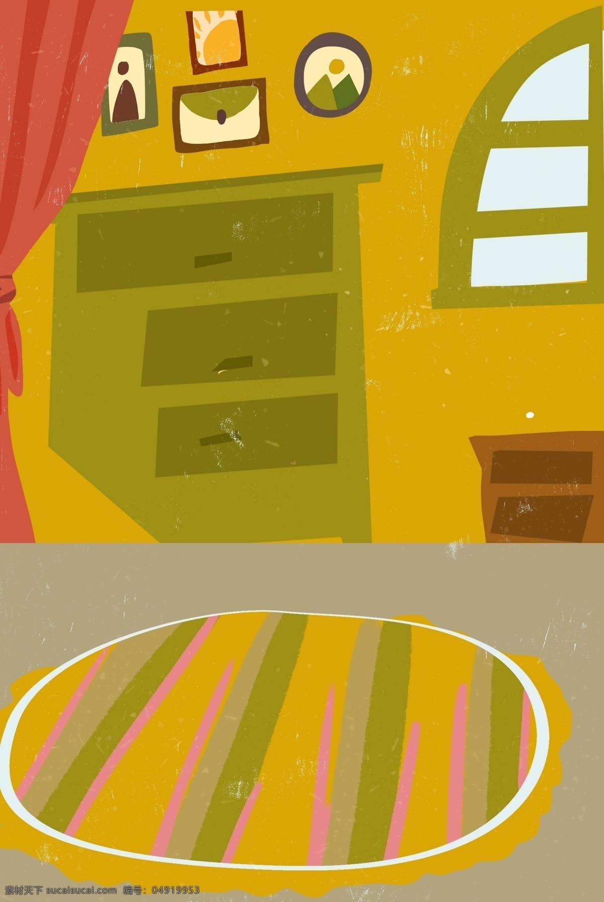 暖色 厨房 室内 背景 暖色背景 黄色墙纸 插画背景 室内背景 扁平背景 卡通背景 家庭