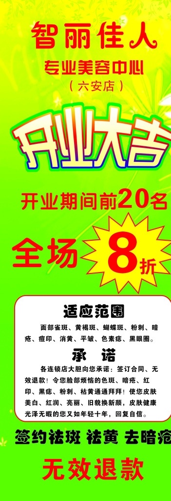 美容店 开业 大吉 展架 美容 开业大吉 全场8折 智丽佳人