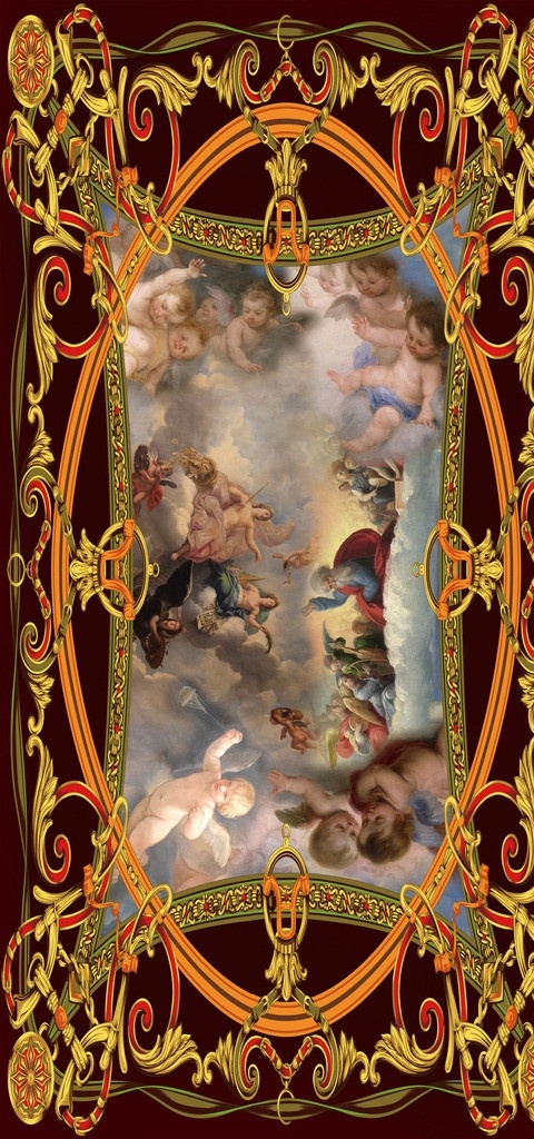 欧式吊顶 吊顶 天顶 壁画 美式 吊顶壁画 天使 天神 圣婴 圣母 设计图库 分层 源文件