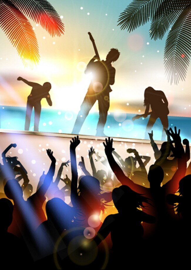 夏日 沙滩 派对 传单 背景 图 广告背景 背景素材 广告 素材免费下载 椰树 大海 音乐