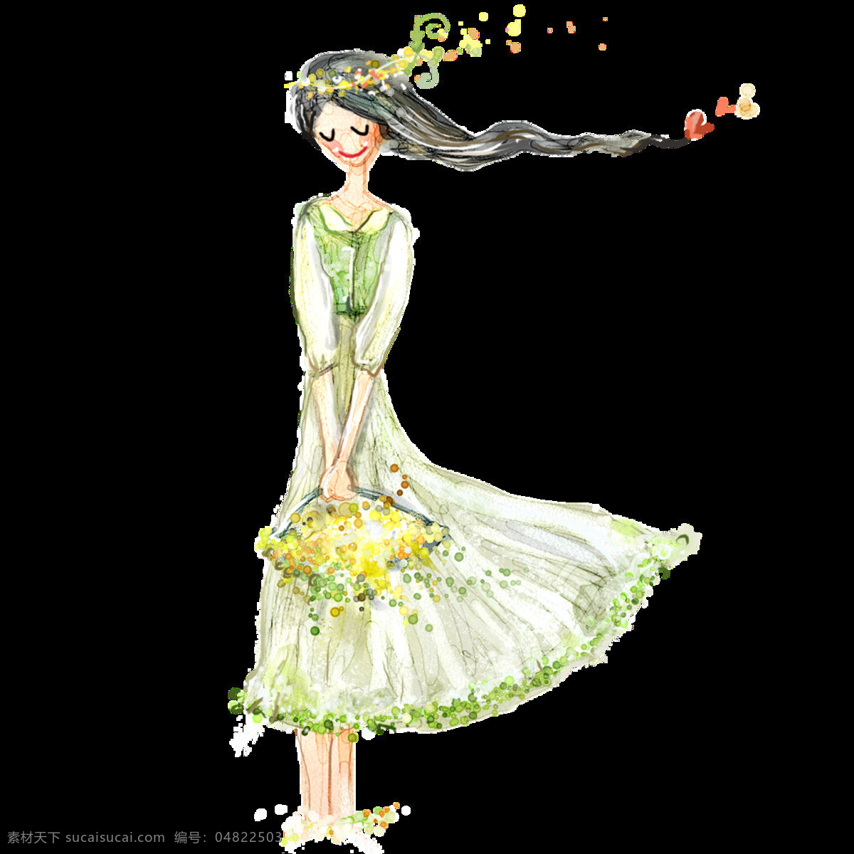 彩色 童话 人物 元素 图案 png图案 彩绘素材 花仙子 手绘图 童话人物 透明素材 唯美装饰 装饰图片