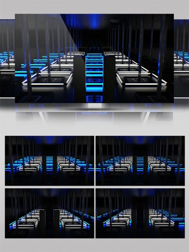蓝光 动感 方块 动态 视频 蓝色 激光 光束 科技 高清视频素材 电脑屏幕保护 3d视频素材