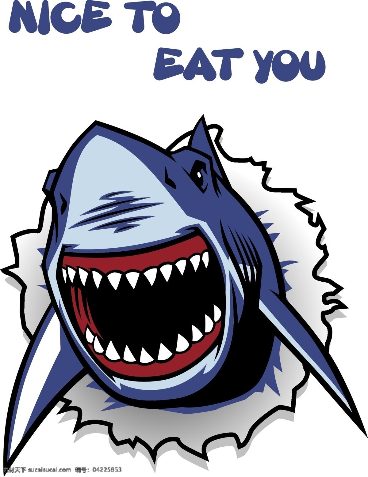 鲨鱼 卡通 海报 插画 nice to eat you