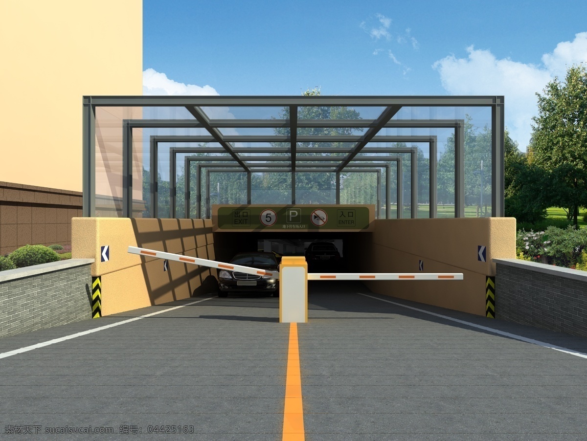 停车场入口 停车场 3d 透视 效果图 3d设计 3d作品
