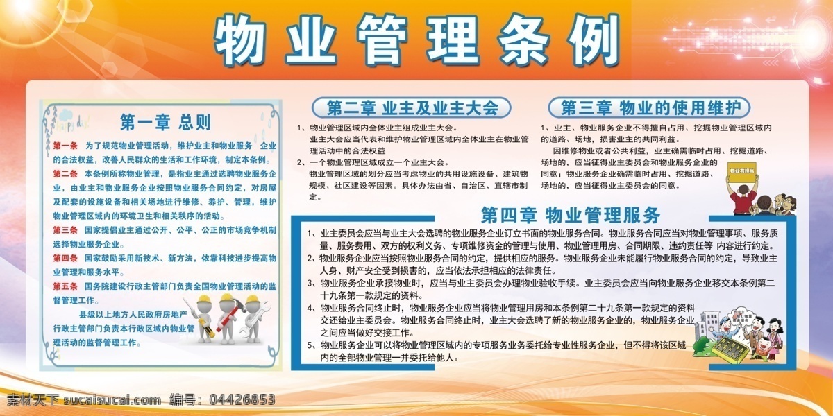 物业管理条例 物业 管理 黄色 展板 宣传板 分层