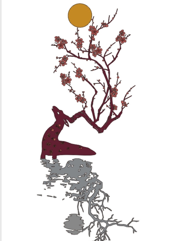 树角鹿 抽象 幻想 艺术 树 鹿 梅花 文化艺术