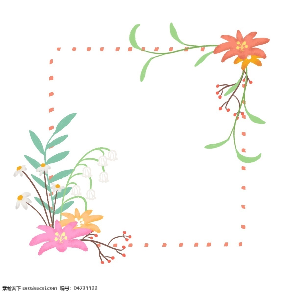 手绘 花朵 花卉 植物 绿植 边框 植物边框 花朵边框 花卉边框 手绘植物边框 手绘花朵边框 手绘花卉边框