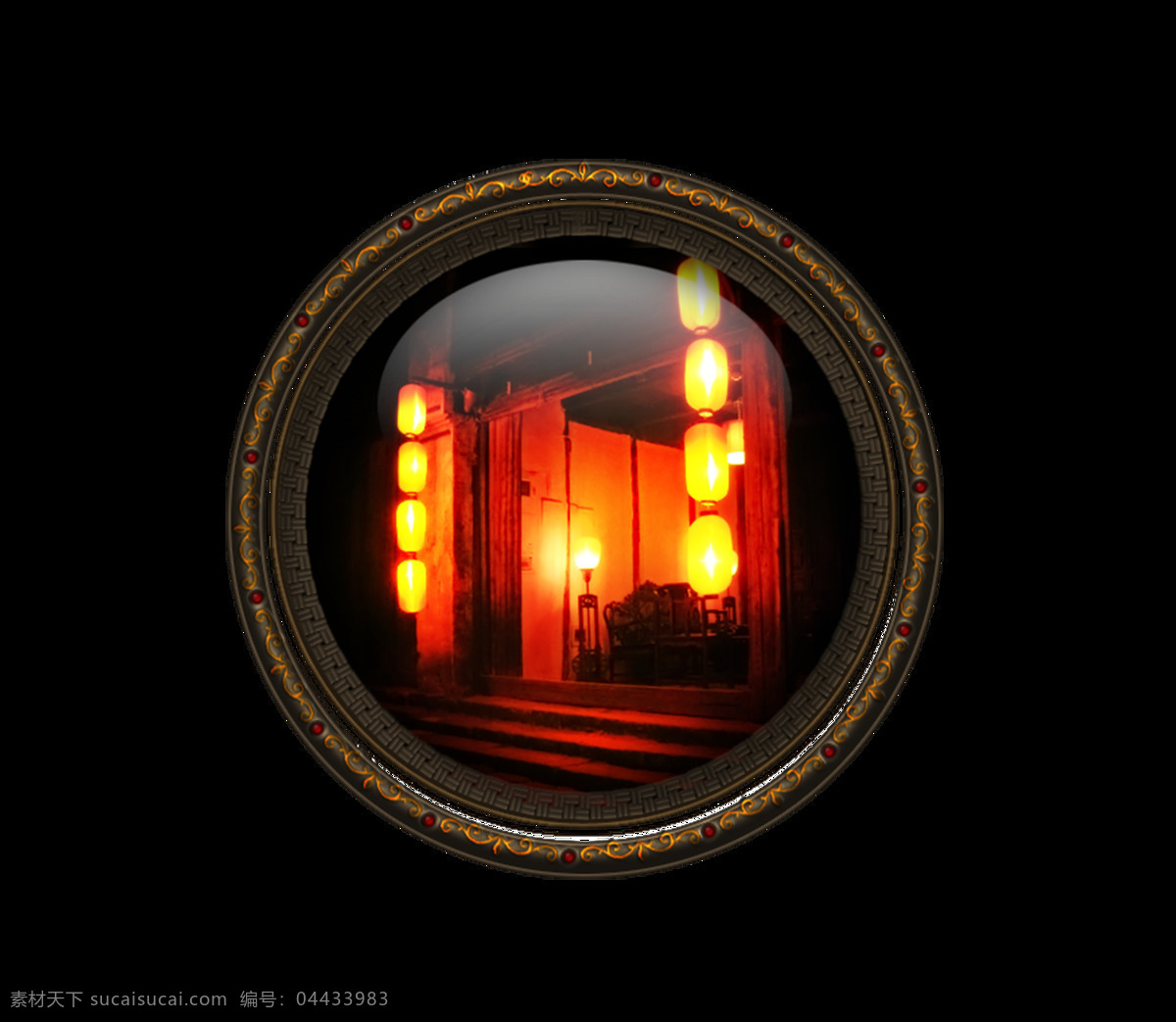 中式 夜晚 双排 灯笼 元素 png元素 免抠元素 透明元素 夜景 中国风