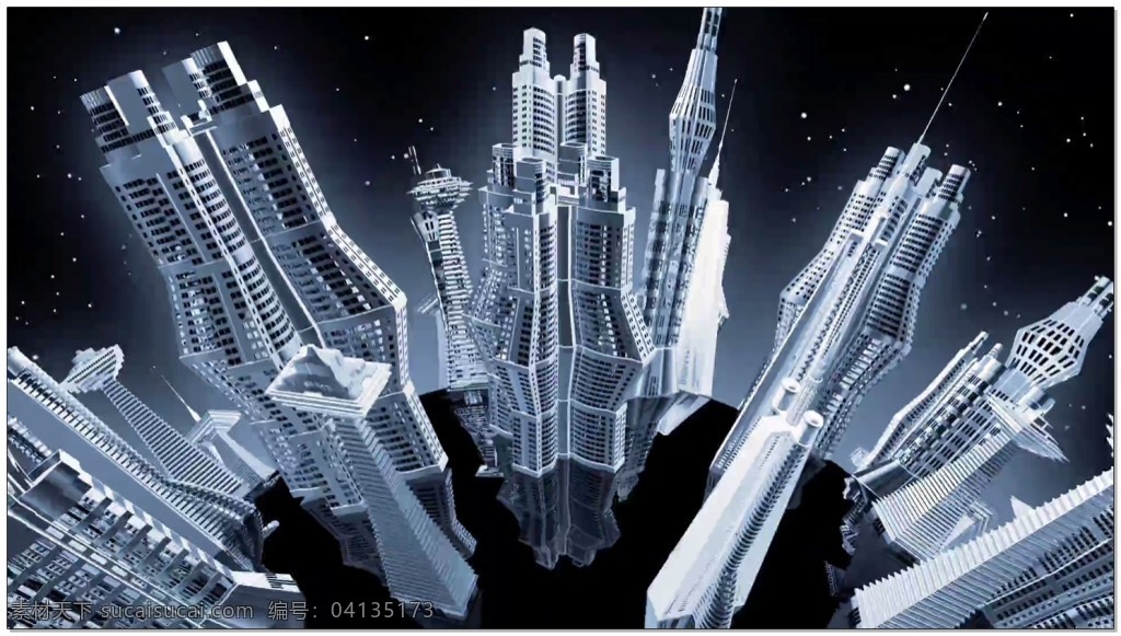 银色 科技 动态 视频 未来之城 光芒 视频素材 动态视频素材