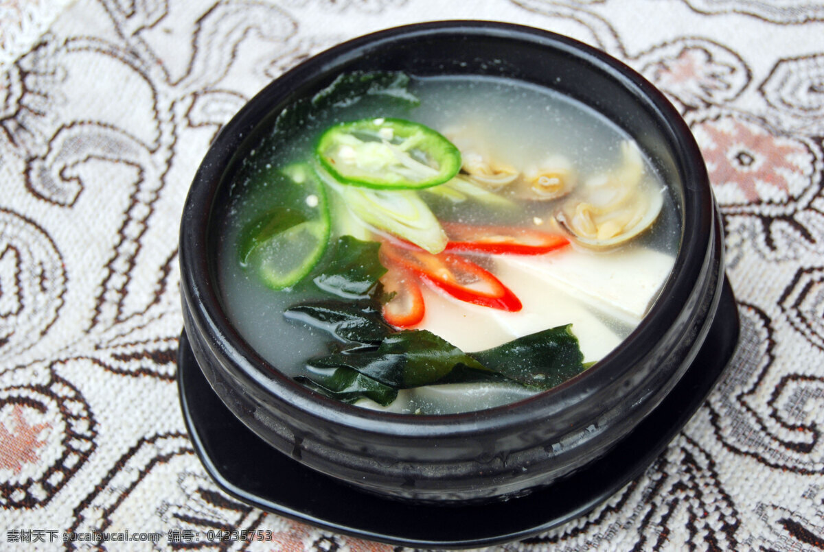 海带豆腐汤 韩国料理 传统料理 海带 豆腐汤 传统美食 餐饮美食