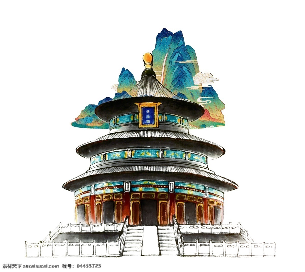 天坛 故宫 古建筑 阁楼 古楼 卡通人物 文化艺术 传统文化