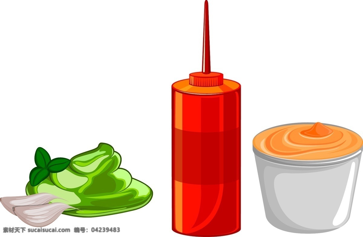 手绘 绿色 食物 番茄酱 元素 绿色蔬菜 料理 ai元素 免扣元素