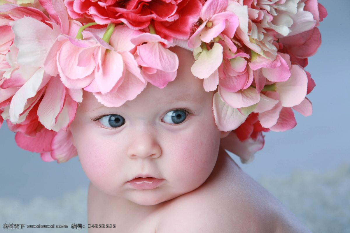 头 戴 花朵 婴儿 宝宝 出生婴儿 快乐儿童 小孩子 baby 儿童幼儿 宝宝摄影 宝宝图片 人物图片