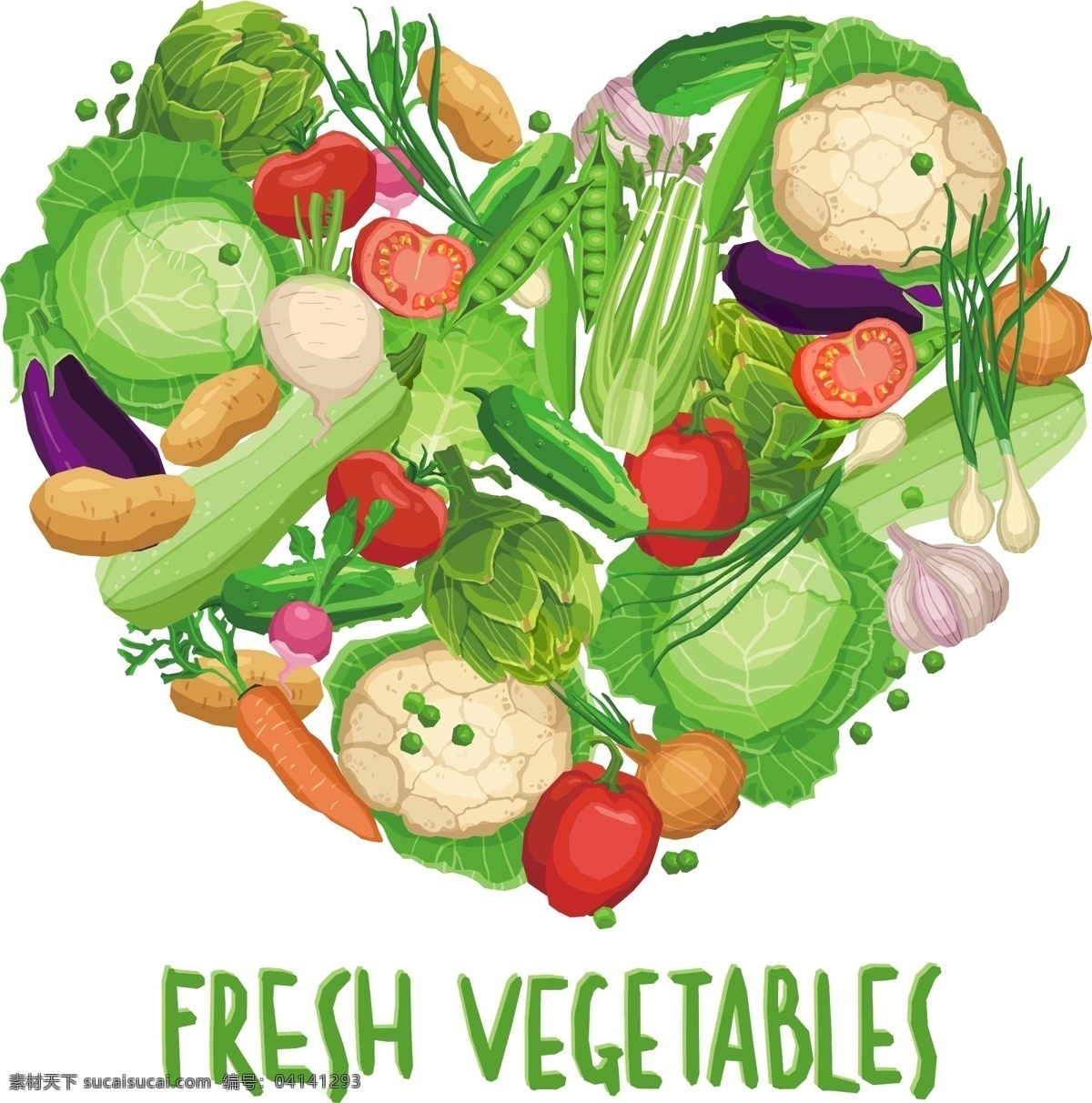彩色 手绘 蔬菜水果 卡通 矢量 几何 英文 矢量素材 设计素材 平面素材