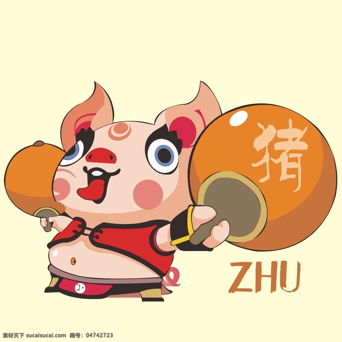 十二生肖猪 卡通 十二生肖 猪 可爱 卡通动物 动物 矢量 文化艺术 传统文化