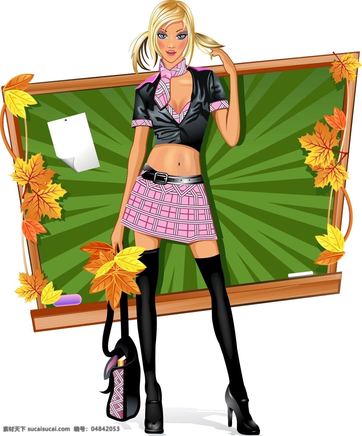 卡通美女 学生 向量 人物矢量 矢量女人卡通 studentmaterial
