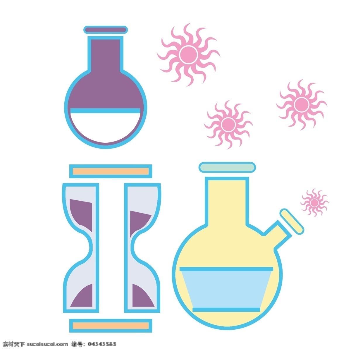 化学反应 杯 图标 插画 卡通插画 图标插画 化学插画 化学图标 化学用品 蓝色的烧杯 透明的烧杯