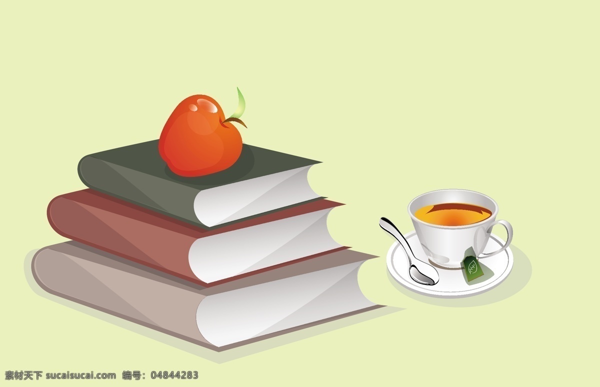 图书背景 背景 书籍 墙纸 颜色 茶 苹果 丰富多彩 杯子 马克杯 茶杯 色彩背景 背景色 彩色