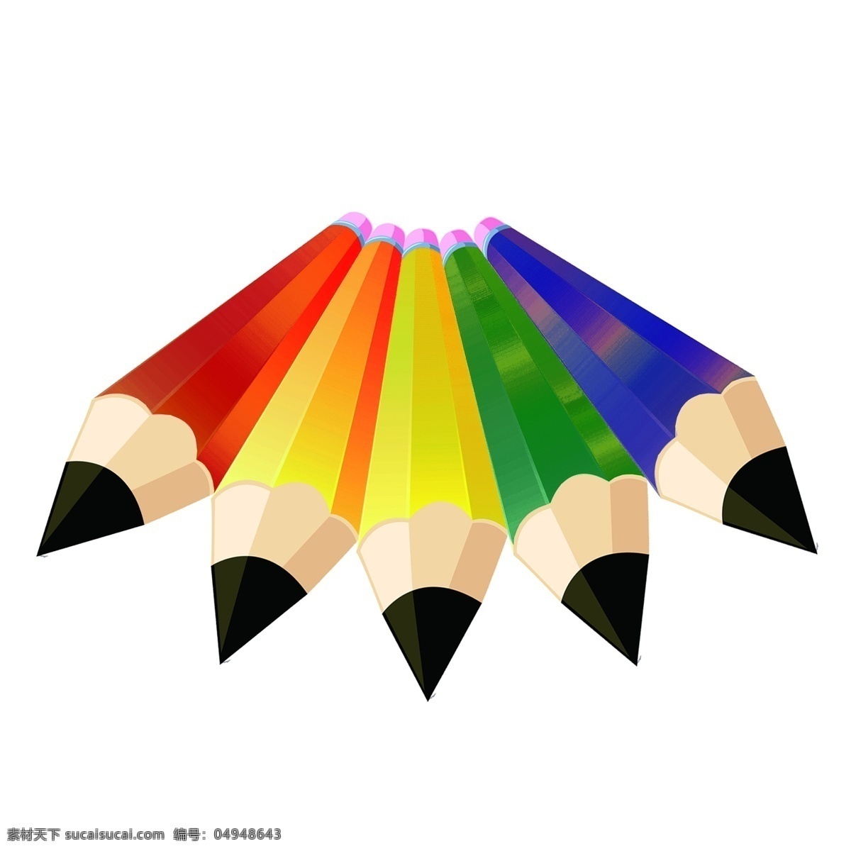彩色 铅笔 彩虹桥 扇形 透视 文具 彩虹 五颜六色 彩色铅笔