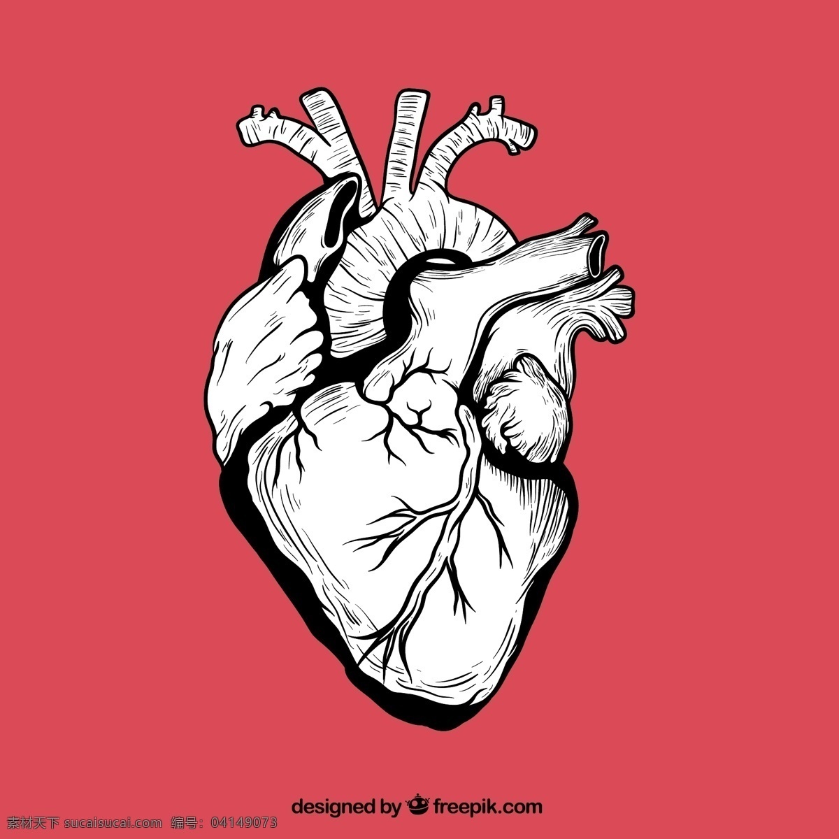 手绘 心脏 左心房 左心室 右心房 右心室 器官 矢量 高清图片