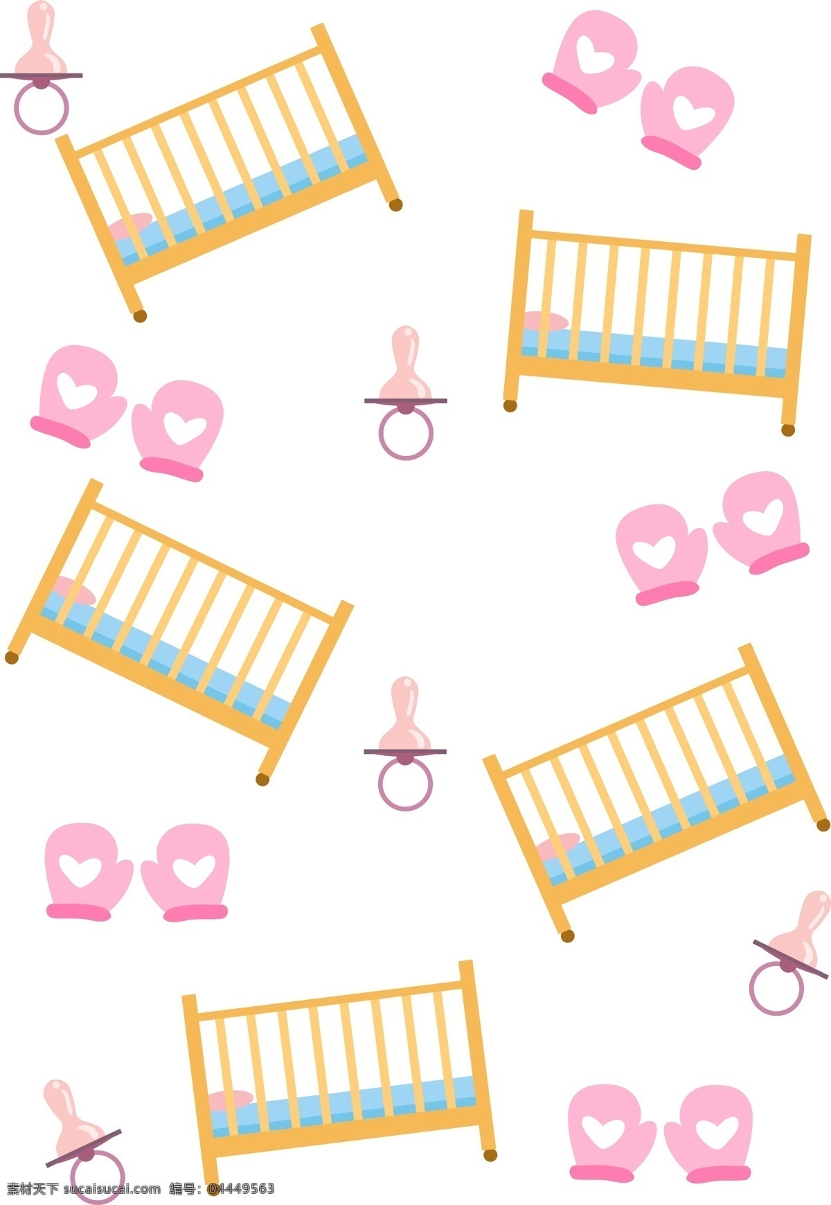 手绘 母婴 婴儿床 底纹 粉色的奶嘴 母婴底纹插画 婴儿 宝宝 宝贝 孩子 母亲 妈妈 卡通插画 手绘插画