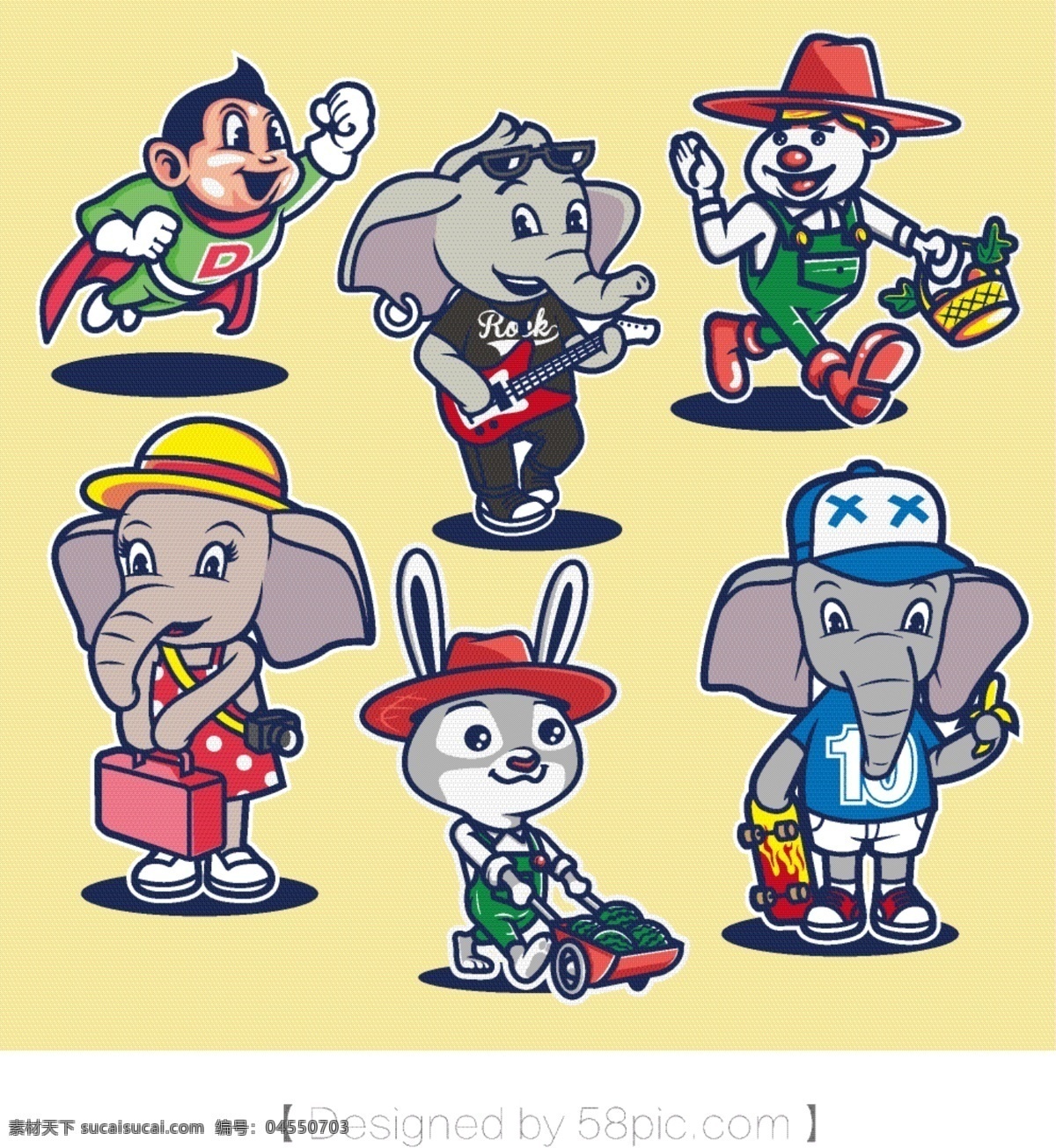 卡通 人物 动物 大象 兔子 阿童 木 匹诺曹 原创 手绘 卡通人物素材 人物素材 卡通素材 矢量素材 卡通动物素材 吉祥物素材