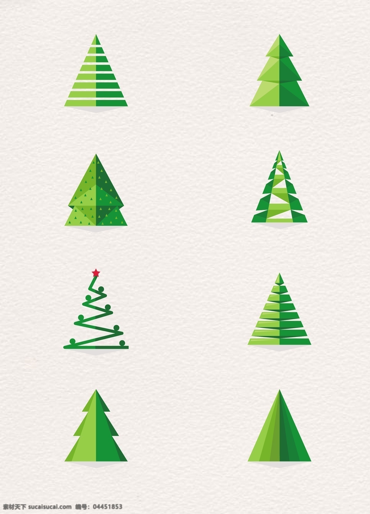 卡通 创意 剪纸 切割 圣诞树 绿色 圣诞节 节日元素 扁平化设计