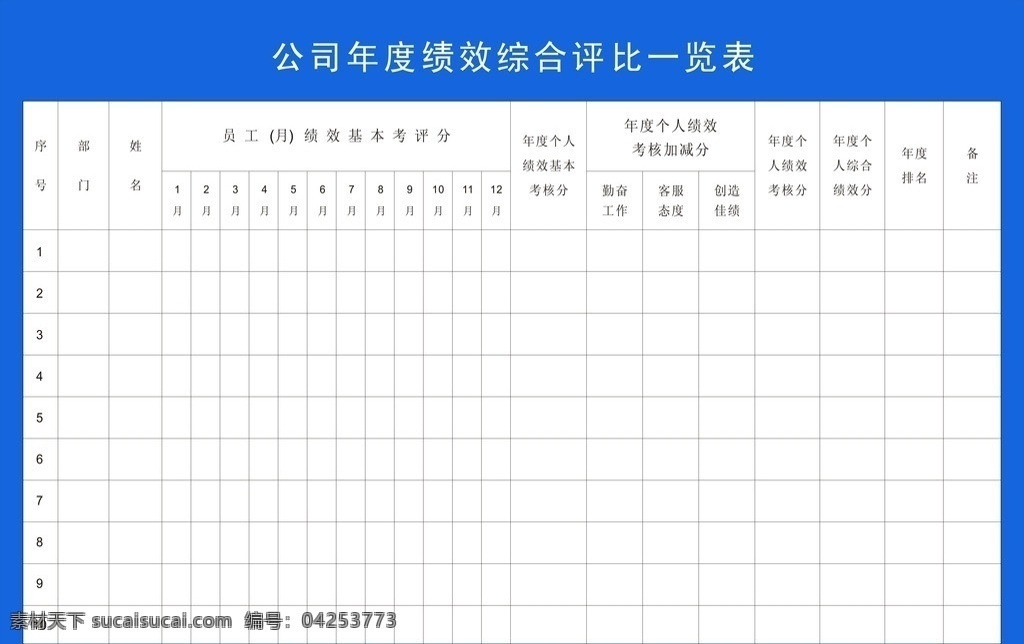 员工绩效表 绩效表 表格 员工 公司 其他设计 矢量